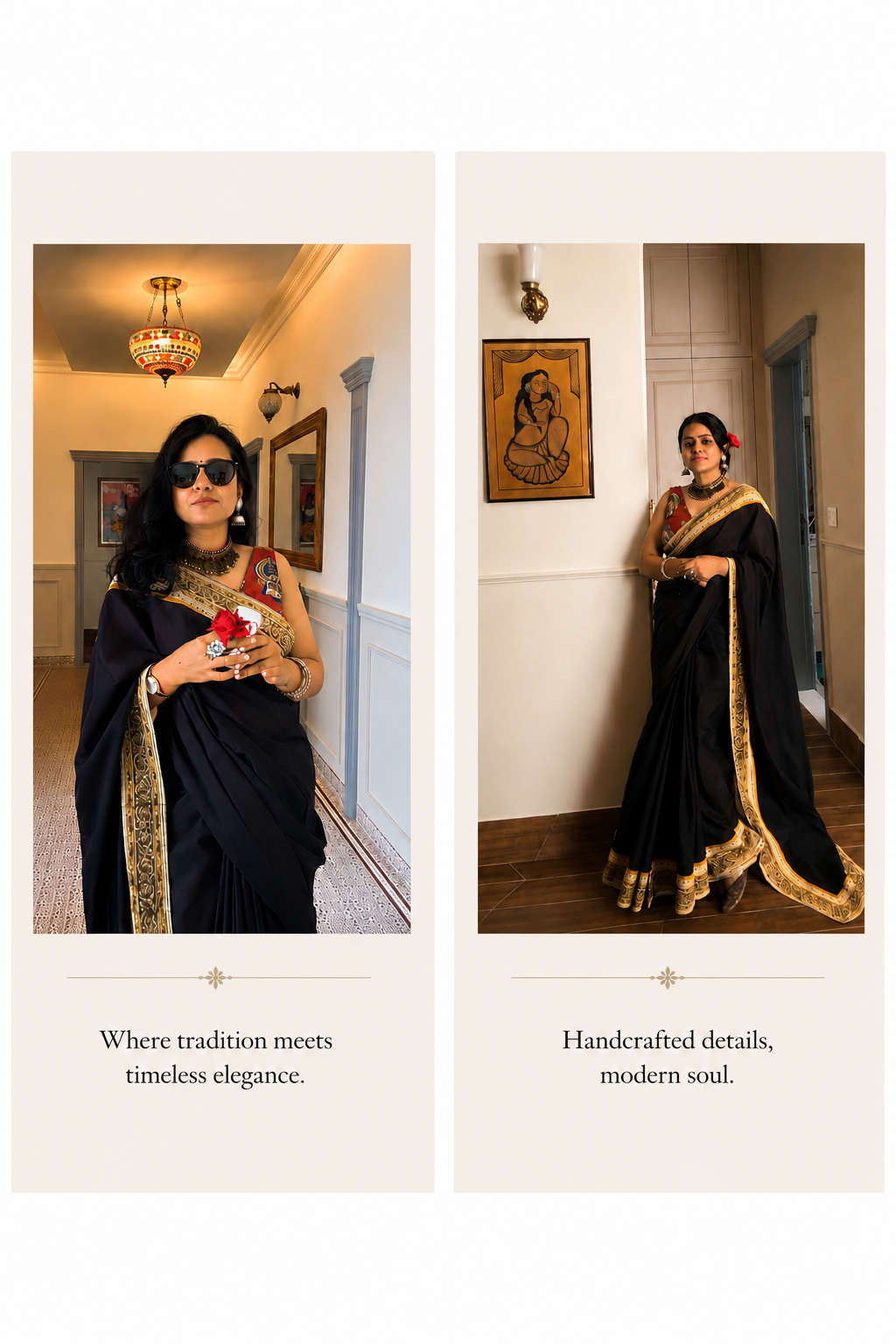 'Swarna' Black Cotton Saree