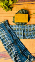'Geet' Blue Cotton Chanderi Unstitched Suit
