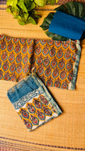 'Sona' Mustard Unstiched Cotton Chanderi Suit