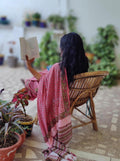 'Mira' Pink Handblock Mul Cotton Saree