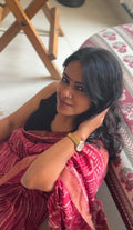 'Heer' Pink Handblock Cotton Chanderi Saree