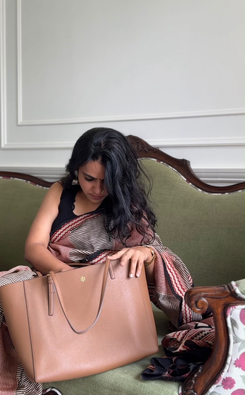 'Zoya' Red Hanblock Cotton Chanderi Saree