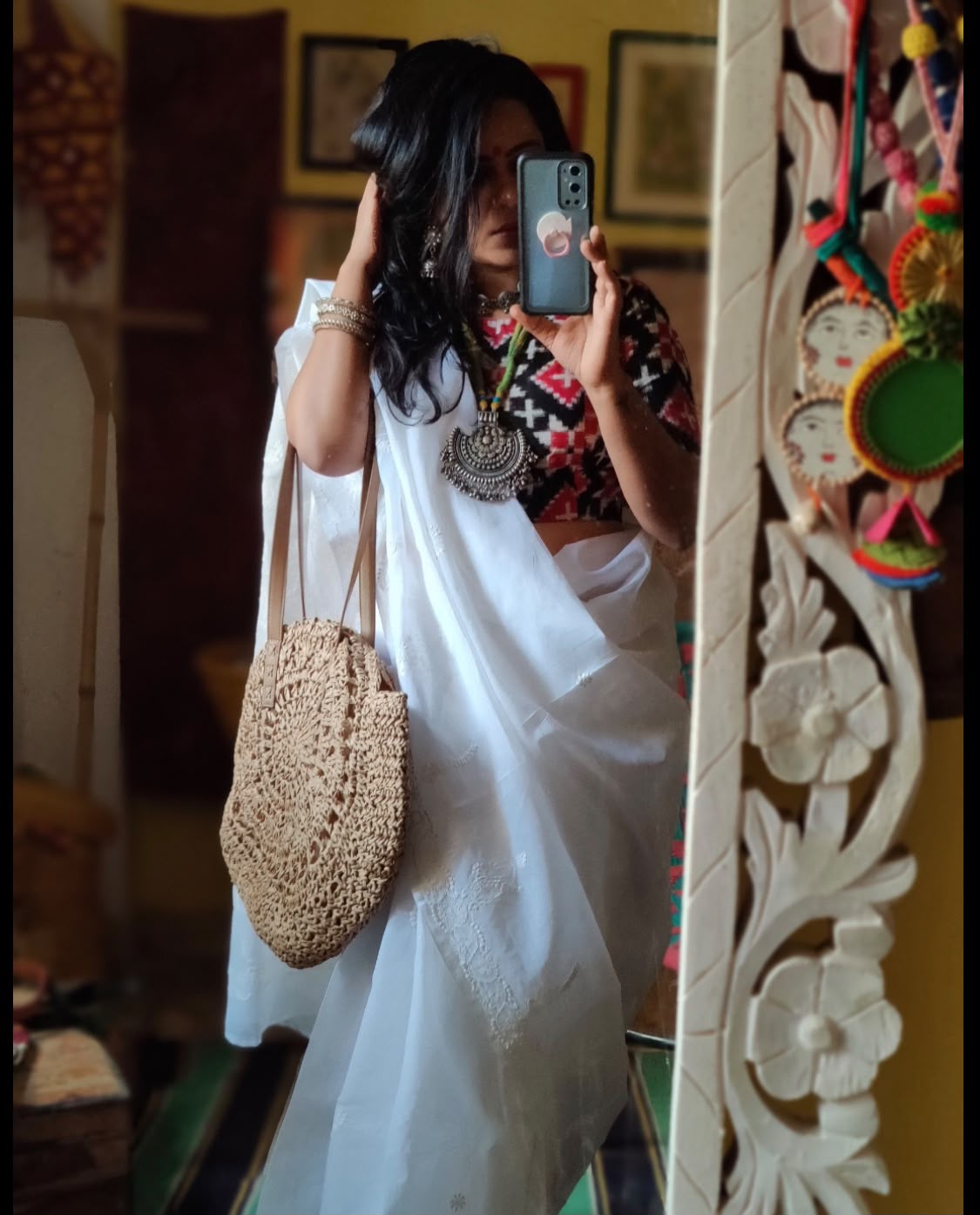 'Gulrukh' White Chikankari Mul Cotton Saree