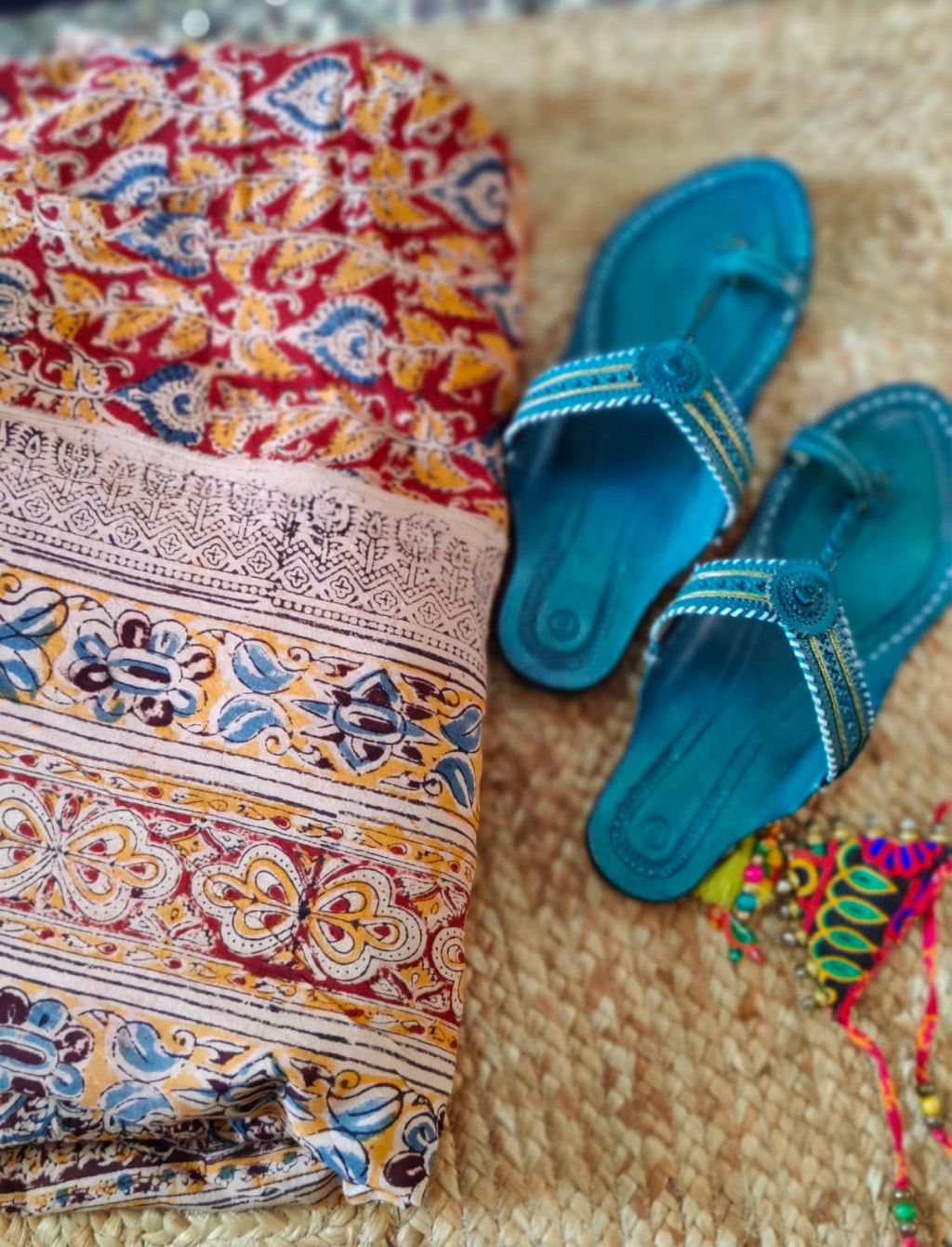 'Leela' Cotton Handblock Kalamkari Saree
