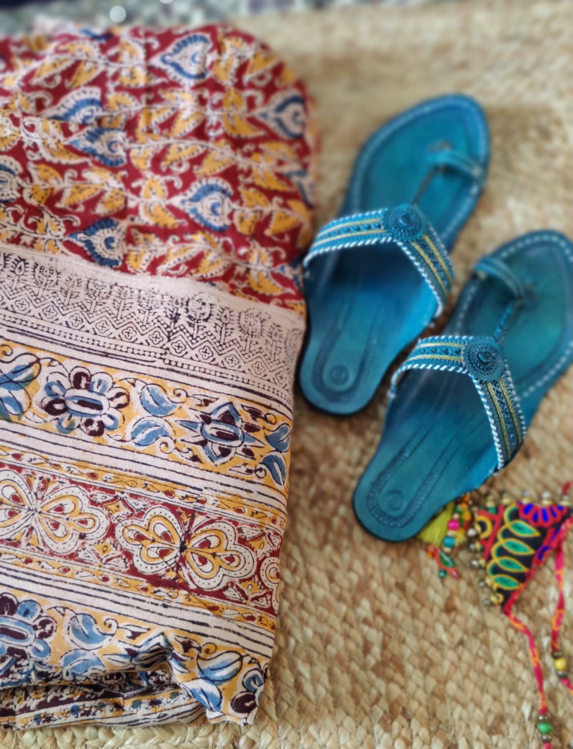 'Leela' Cotton Handblock Kalamkari Saree