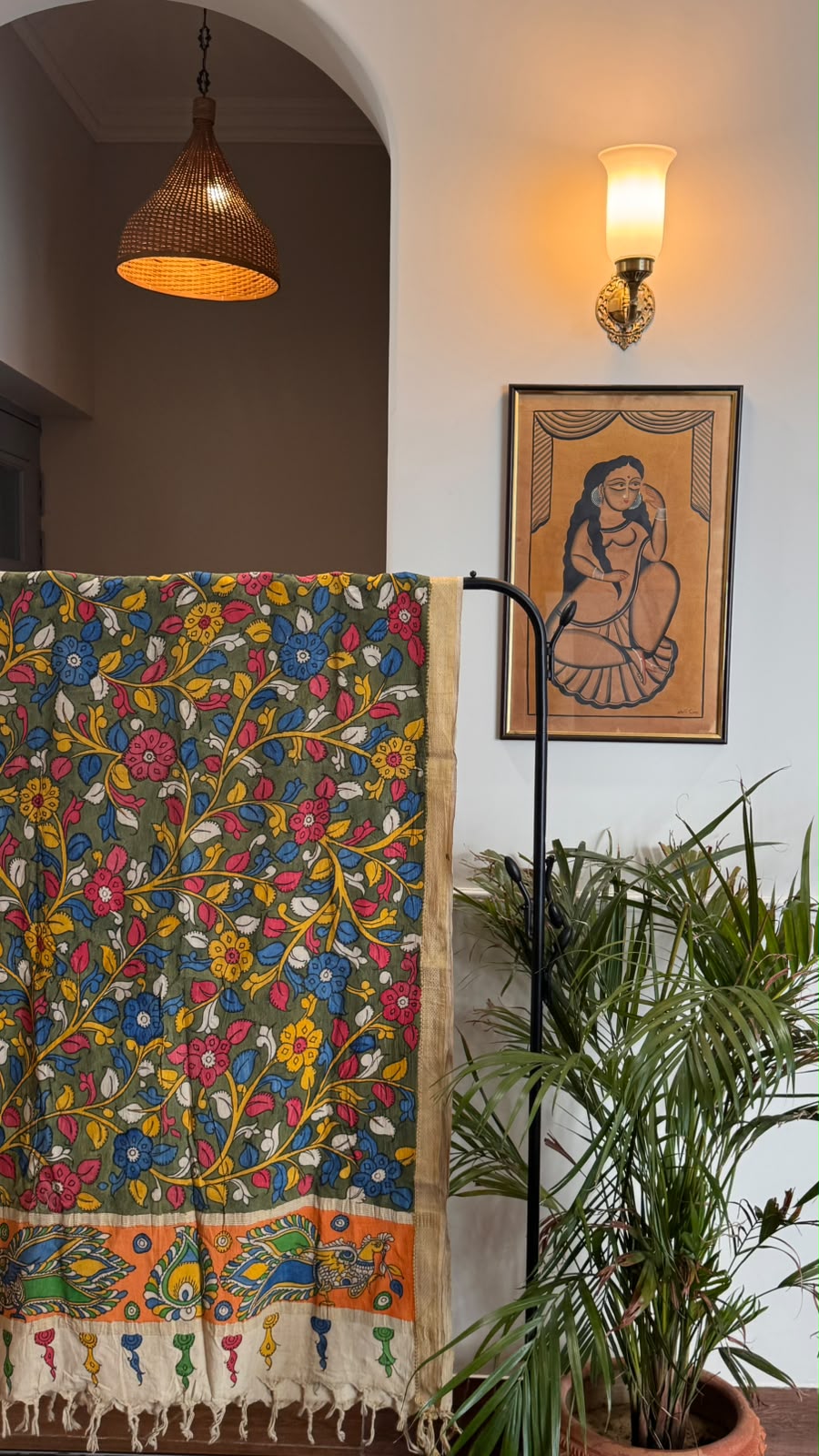'Ramaa' Cotton Pen Kalamkari Dupatta