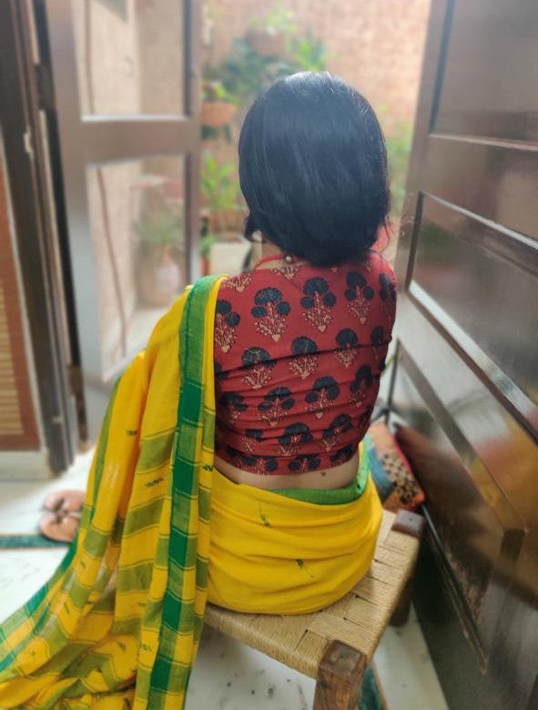 'Kaya' Yellow Cotton Handwoven Saree