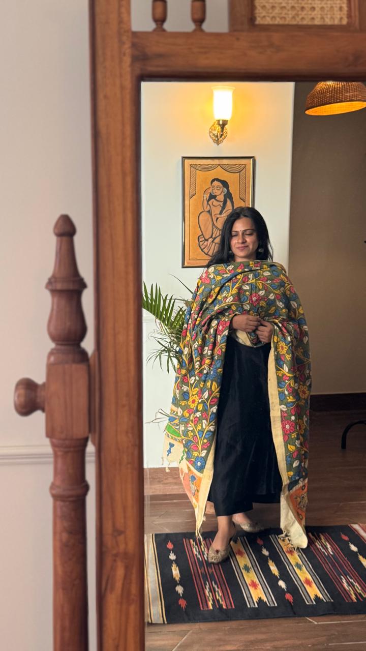 'Ramaa' Cotton Pen Kalamkari Dupatta