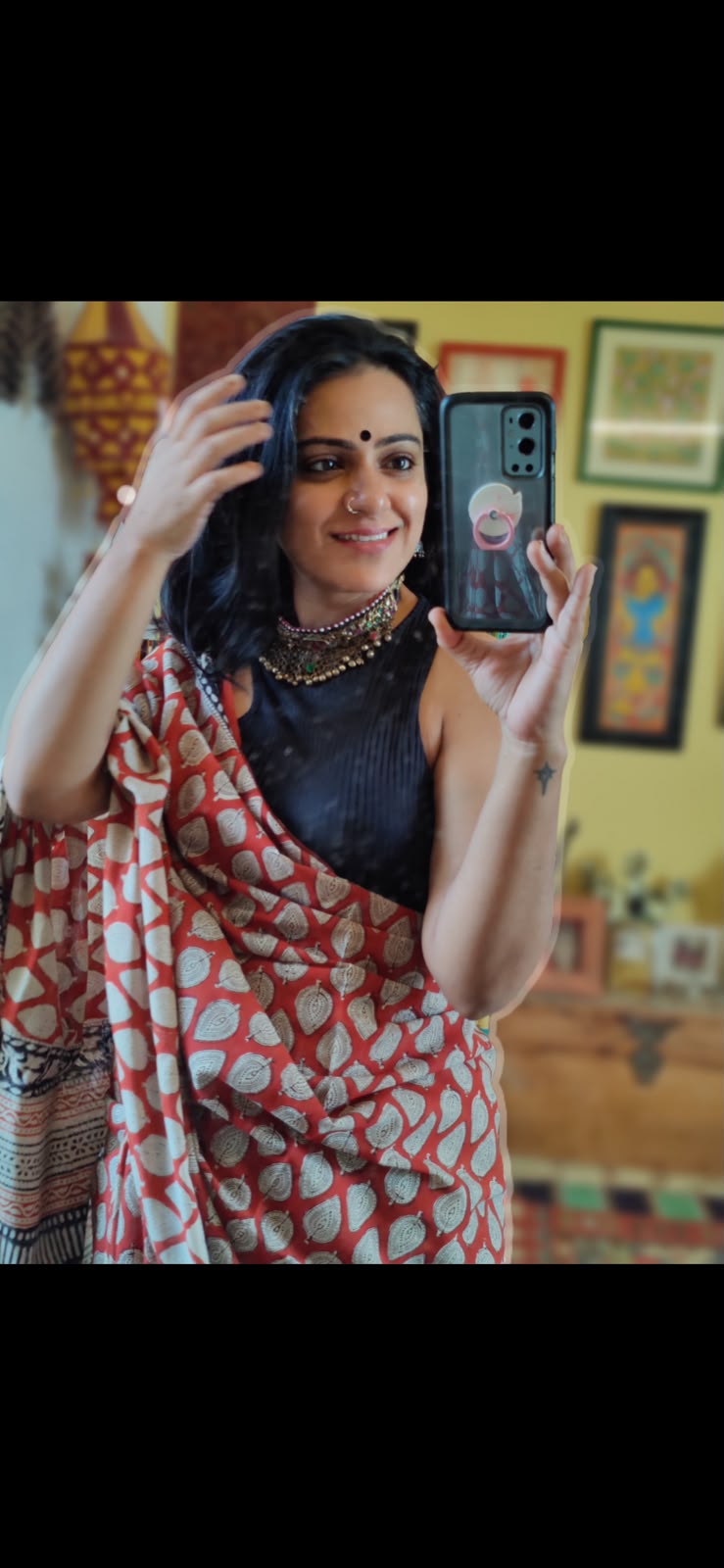 'Raktika' Red Mul Cotton Saree